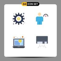 Modern Set of 4 Flat Icons and symbols such as dollar performance money body finances Editable Vector Design Elements