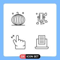 4 Line Black Icon Pack Outline Symbols for Mobile Apps isolated on white background 4 Icons Set vector