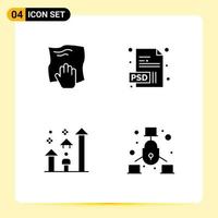 4 User Interface Solid Glyph Pack of modern Signs and Symbols of cleaning success rub extension progress Editable Vector Design Elements