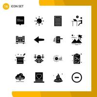 16 Icon Set Solid Style Icon Pack Glyph Symbols isolated on White Backgound for Responsive Website Designing vector