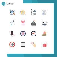 Group of 16 Modern Flat Colors Set for science dropper geometry game badminton Editable Pack of Creative Vector Design Elements