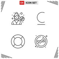 4 Icons Line Style Grid Based Creative Outline Symbols for Website Design Simple Line Icon Signs Isolated on White Background 4 Icon Set vector