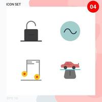 4 Thematic Vector Flat Icons and Editable Symbols of lock audio security sound advantage Editable Vector Design Elements