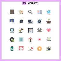 25 User Interface Flat Color Pack of modern Signs and Symbols of globe layout support editorial book Editable Vector Design Elements