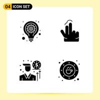 4 Creative Icons for Modern website design and responsive mobile apps 4 Glyph Symbols Signs on White Background 4 Icon Pack vector