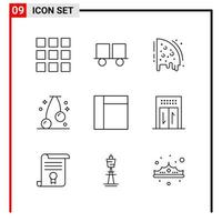 9 General Icons for website design print and mobile apps 9 Outline Symbols Signs Isolated on White Background 9 Icon Pack vector