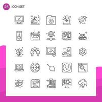 Outline Icon set Pack of 25 Line Icons isolated on White Background for responsive Website Design Print and Mobile Applications vector