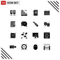 Set of 16 Commercial Solid Glyphs pack for tax sheet cover calculate education Editable Vector Design Elements