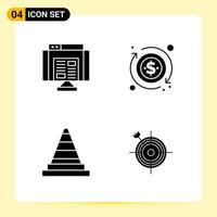 4 Creative Icons for Modern website design and responsive mobile apps 4 Glyph Symbols Signs on White Background 4 Icon Pack vector