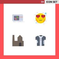 Editable Vector Line Pack of 4 Simple Flat Icons of control factory sound heart industrial plant Editable Vector Design Elements