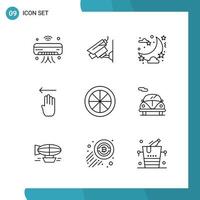 Vector Pack of 9 Outline Symbols Line Style Icon Set on White Background for Web and Mobile