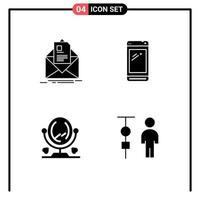 Set of Vector Solid Glyphs on Grid for mail power bank email smart phone furniture Editable Vector Design Elements