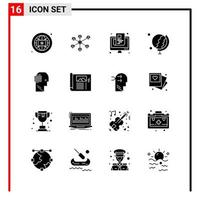 16 General Icons for website design print and mobile apps 16 Glyph Symbols Signs Isolated on White Background 16 Icon Pack vector