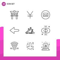 Outline Icon set Pack of 9 Line Icons isolated on White Background for responsive Website Design Print and Mobile Applications vector