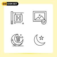 4 Creative Icons for Modern website design and responsive mobile apps 4 Outline Symbols Signs on White Background 4 Icon Pack vector