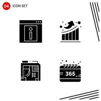 Collection of 4 Vector Icons in solid style Pixle Perfect Glyph Symbols for Web and Mobile Solid Icon Signs on White Background 4 Icons