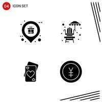 Collection of 4 Vector Icons in solid style Pixle Perfect Glyph Symbols for Web and Mobile Solid Icon Signs on White Background 4 Icons