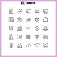 25 Creative Icons Modern Signs and Symbols of food time medicine electric spring Editable Vector Design Elements