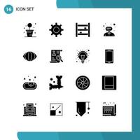 Set of 16 Modern UI Icons Symbols Signs for vision eye furniture support customer Editable Vector Design Elements