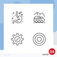 Modern Set of 4 Filledline Flat Colors Pictograph of digestion setting exploration surface basic Editable Vector Design Elements