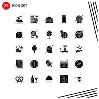 Modern Set of 25 Solid Glyphs Pictograph of iphone mobile camera smart phone image Editable Vector Design Elements