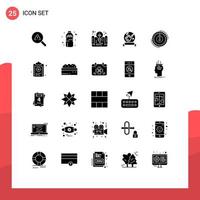 Universal Icon Symbols Group of 25 Modern Solid Glyphs of consumption play document music ribbon Editable Vector Design Elements