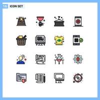 Set of 16 Modern UI Icons Symbols Signs for optimization media siphon engine logistic Editable Creative Vector Design Elements