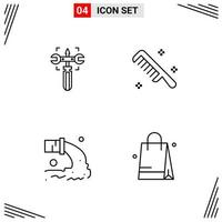 4 Icons Line Style Grid Based Creative Outline Symbols for Website Design Simple Line Icon Signs Isolated on White Background 4 Icon Set vector