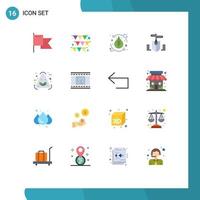 Pack of 16 Modern Flat Colors Signs and Symbols for Web Print Media such as recycle garbage environment eco computer Editable Pack of Creative Vector Design Elements