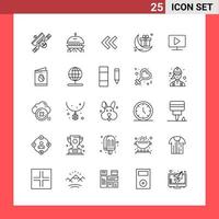 25 símbolos de contorno de estilo de línea de paquete de iconos sobre fondo blanco signos simples para diseño general vector
