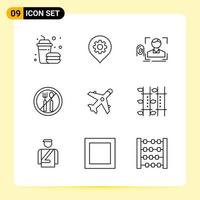 9 Creative Icons for Modern website design and responsive mobile apps 9 Outline Symbols Signs on White Background 9 Icon Pack vector