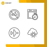 4 Icon Set Line Style Icon Pack Outline Symbols isolated on White Backgound for Responsive Website Designing vector