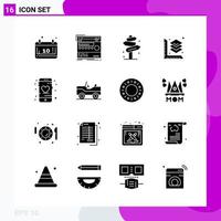 Solid Icon set Pack of 16 Glyph Icons isolated on White Background for Web Print and Mobile vector