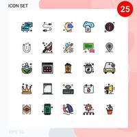 Group of 25 Filled line Flat Colors Signs and Symbols for online docs digital storage wire cloud reporting mind Editable Vector Design Elements