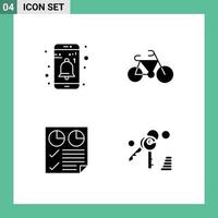 Modern Set of 4 Solid Glyphs and symbols such as app page user transport two Editable Vector Design Elements