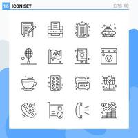 Modern 16 Line style icons Outline Symbols for general use Creative Line Icon Sign Isolated on White Background 16 Icons Pack vector