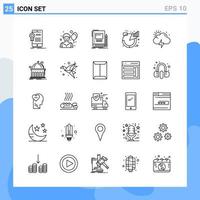 iconos de estilo moderno de 25 líneas delinean símbolos para uso general signo de icono de línea creativa aislado sobre fondo blanco paquete de 25 iconos vector