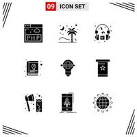 9 Universal Solid Glyphs Set for Web and Mobile Applications success service hobbies repair book Editable Vector Design Elements