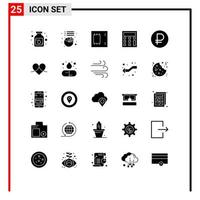 Set of 25 Modern UI Icons Symbols Signs for money ruble devices math calculate Editable Vector Design Elements