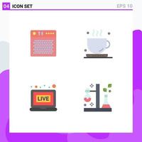 Editable Vector Line Pack of 4 Simple Flat Icons of amplifier broadcasting multimedia drink news Editable Vector Design Elements