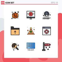 Set of 9 Modern UI Icons Symbols Signs for day get pipe folder waste Editable Vector Design Elements