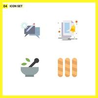 Editable Vector Line Pack of 4 Simple Flat Icons of chat hospital setting file medicine Editable Vector Design Elements