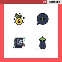 Pack of 4 Modern Filledline Flat Colors Signs and Symbols for Web Print Media such as business development finance new seo Editable Vector Design Elements