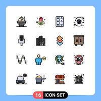 Universal Icon Symbols Group of 16 Modern Flat Color Filled Lines of building address process ethernet energy Editable Creative Vector Design Elements