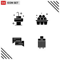 Pixle Perfect Set of 4 Solid Icons Glyph Icon Set for Webite Designing and Mobile Applications Interface vector