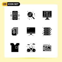 9 Creative Icons for Modern website design and responsive mobile apps 9 Glyph Symbols Signs on White Background 9 Icon Pack vector