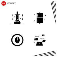 Collection of 4 Vector Icons in solid style Pixle Perfect Glyph Symbols for Web and Mobile Solid Icon Signs on White Background 4 Icons