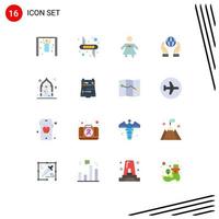 16 User Interface Flat Color Pack of modern Signs and Symbols of pray mosque bow tie power conservation Editable Pack of Creative Vector Design Elements