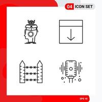 Creative Set of 4 Universal Outline Icons isolated on White Background vector