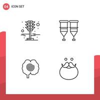 4 Creative Icons Modern Signs and Symbols of signal brain traffic medical hypnosis Editable Vector Design Elements